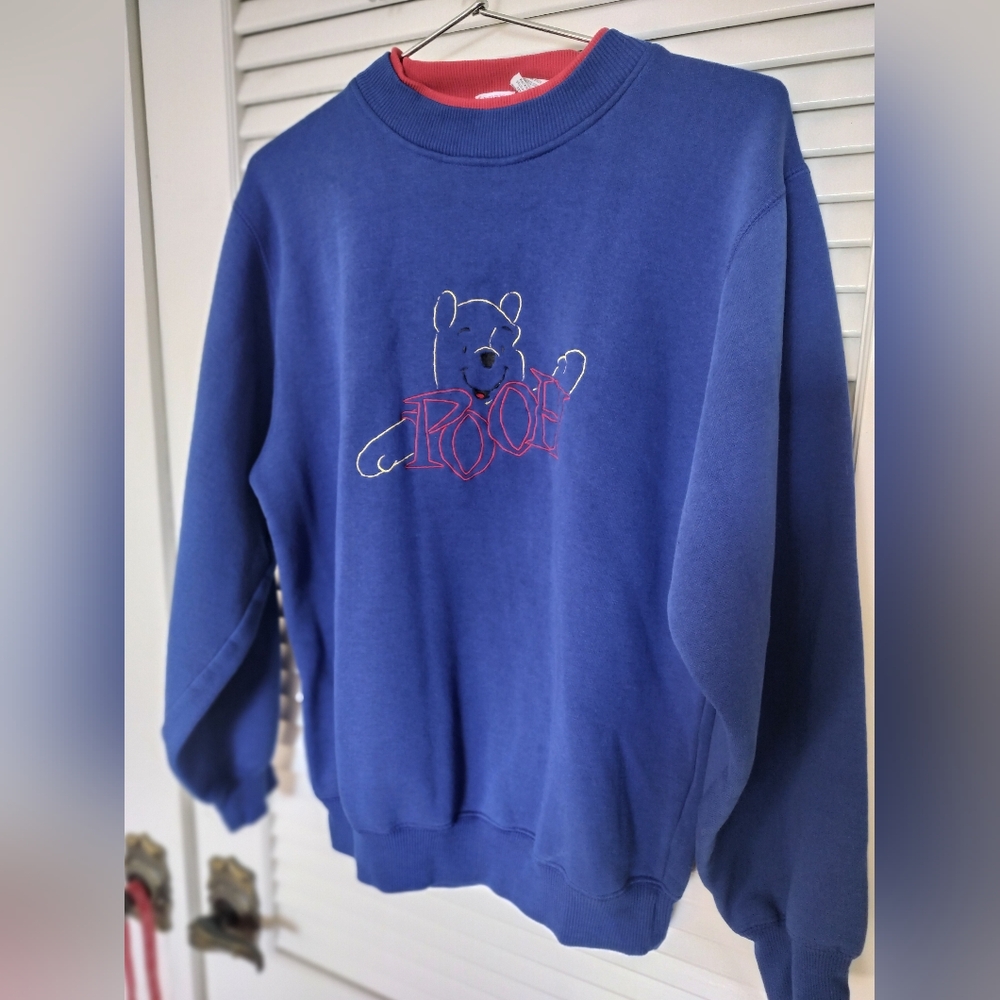 Disney Pooh Winne The Pooh Sweatshirt Blue Red Size Large